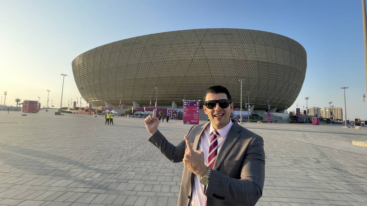Steve outside the Lusail Stadium Qatar. Picture supplied