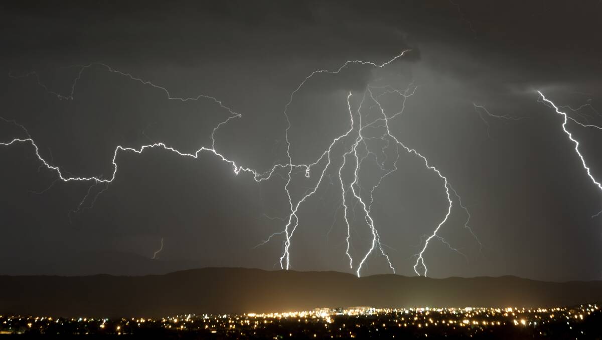 Canberra photographer Mark Jekabsons captured this shot of Tuesday's lightning storm over Tuggeranong.
