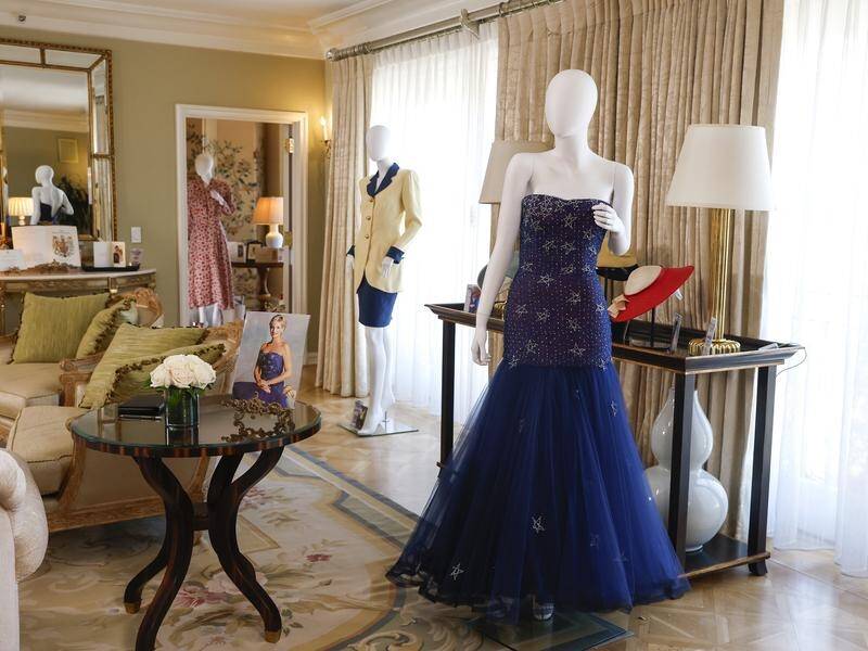 Princess Diana's Murray Arbeid midnight-blue strapless gown sold for $US780,000. (EPA PHOTO)