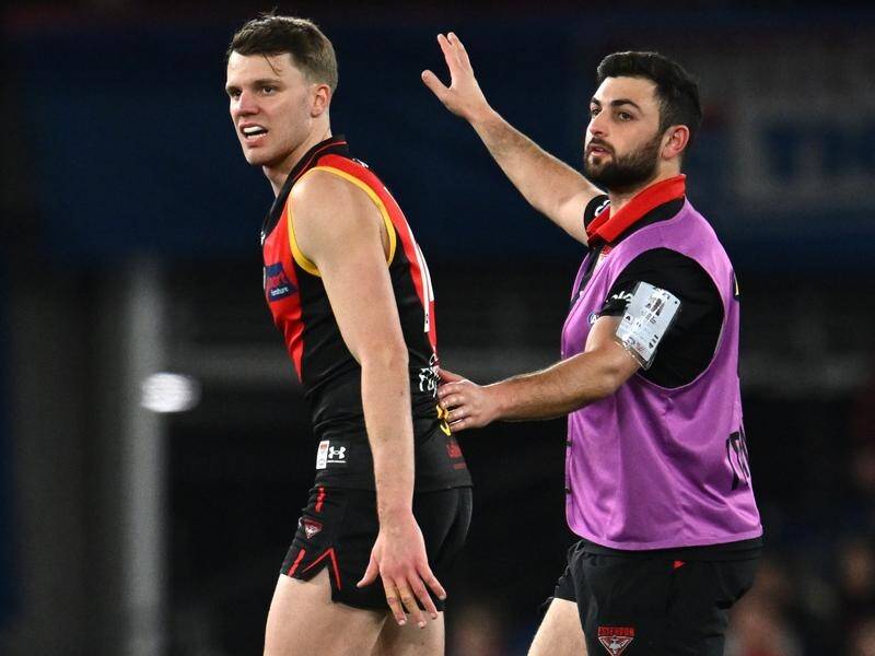 A quad injury means key defender Jordan Ridley will miss the Bombers' round-one game with Hawthorn. (Joel Carrett/AAP PHOTOS)